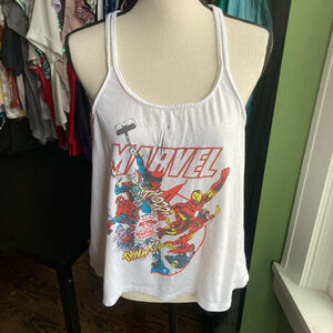 Women's Marvel Comic Tank Top, Size Large -White with Marvel Comic Print